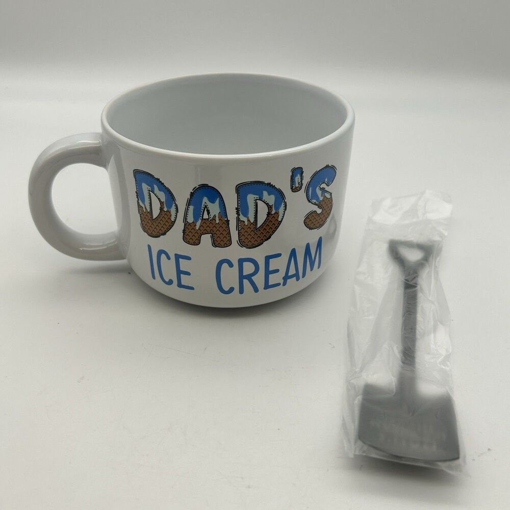 Dad’s Ice Cream Shovel Mug & Spoon Set Ceramic Novelty Gift New in Box